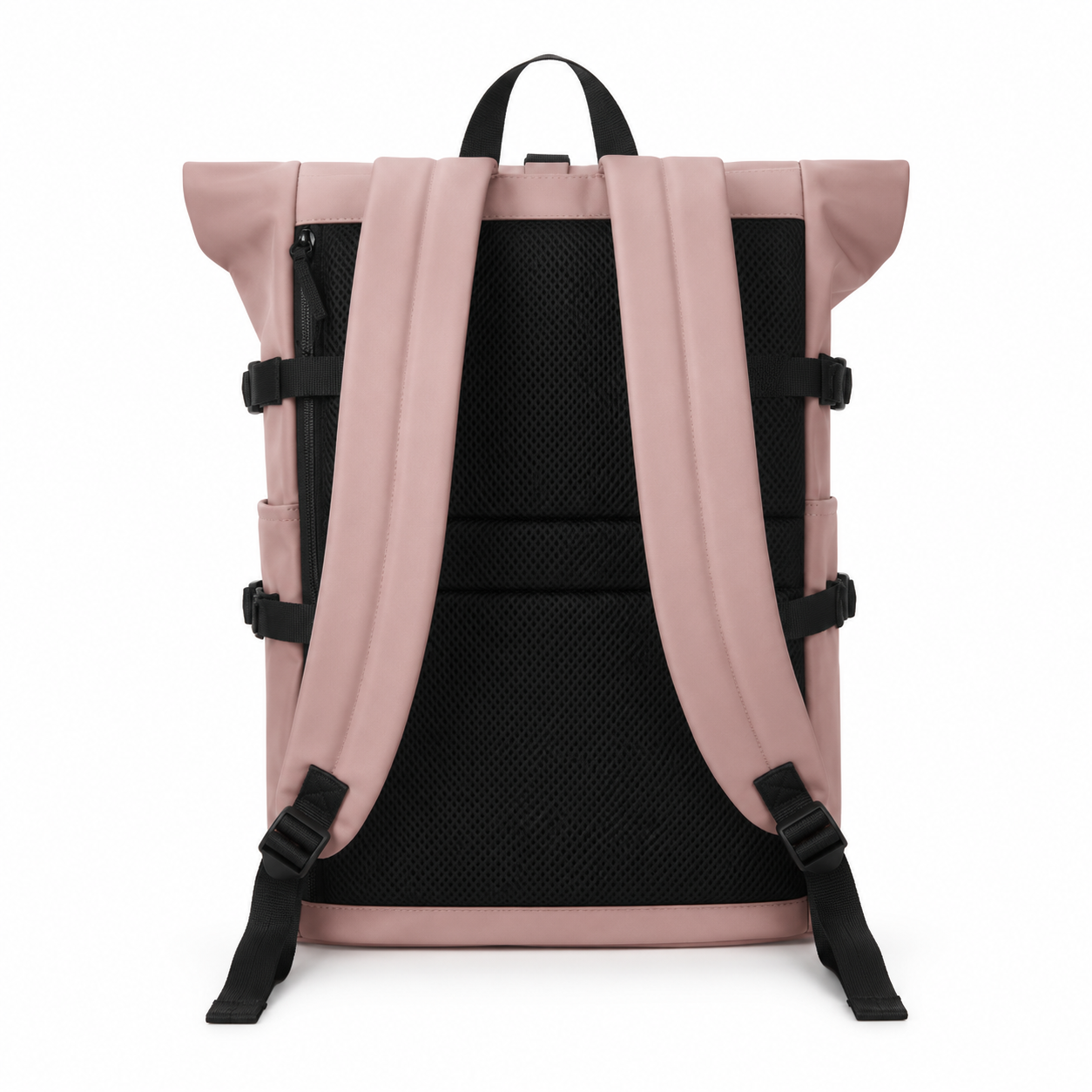 Sac à dos voyage roll-top rose avec port USB | VORHA