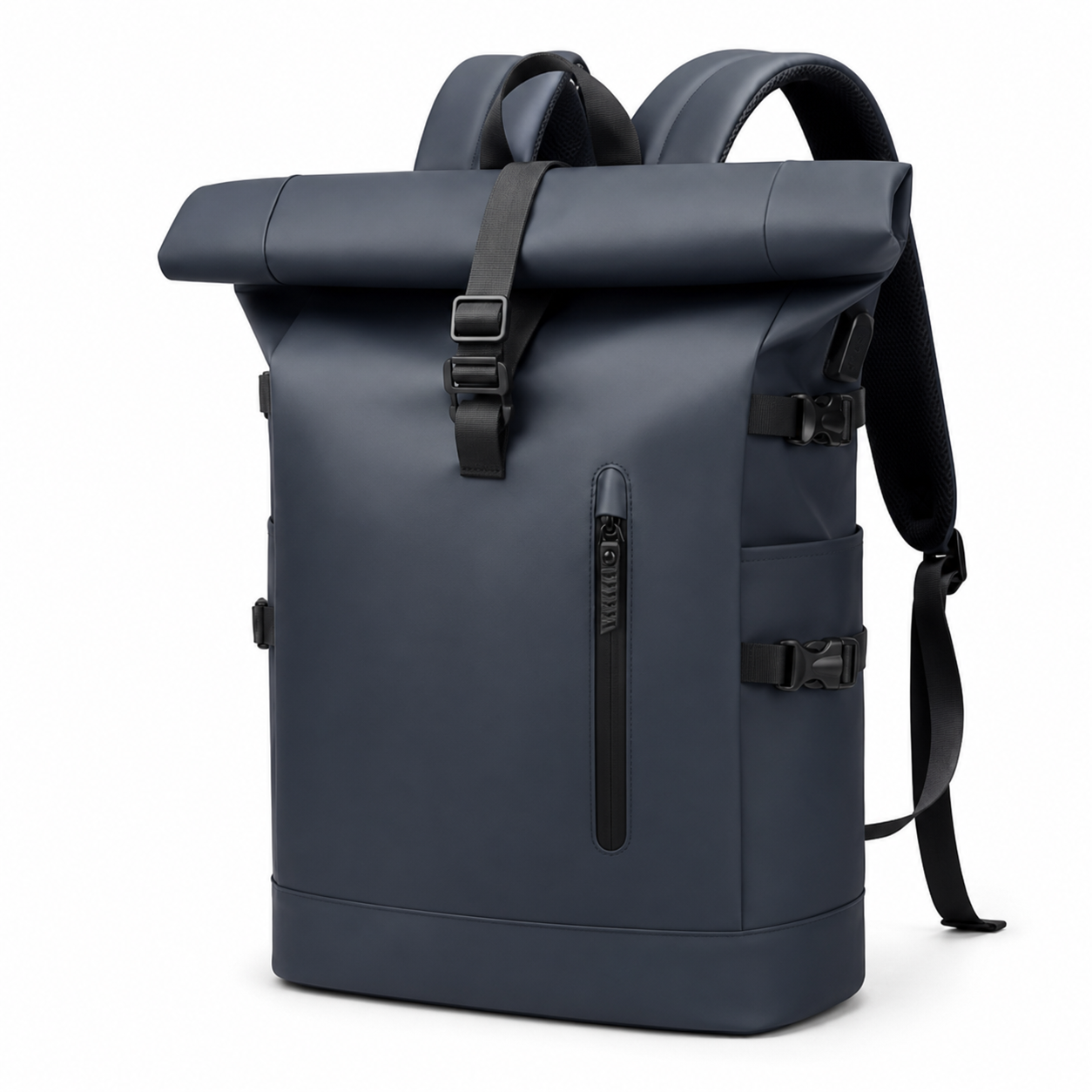 Sac à dos voyage roll-top bleu avec port USB | VORHA