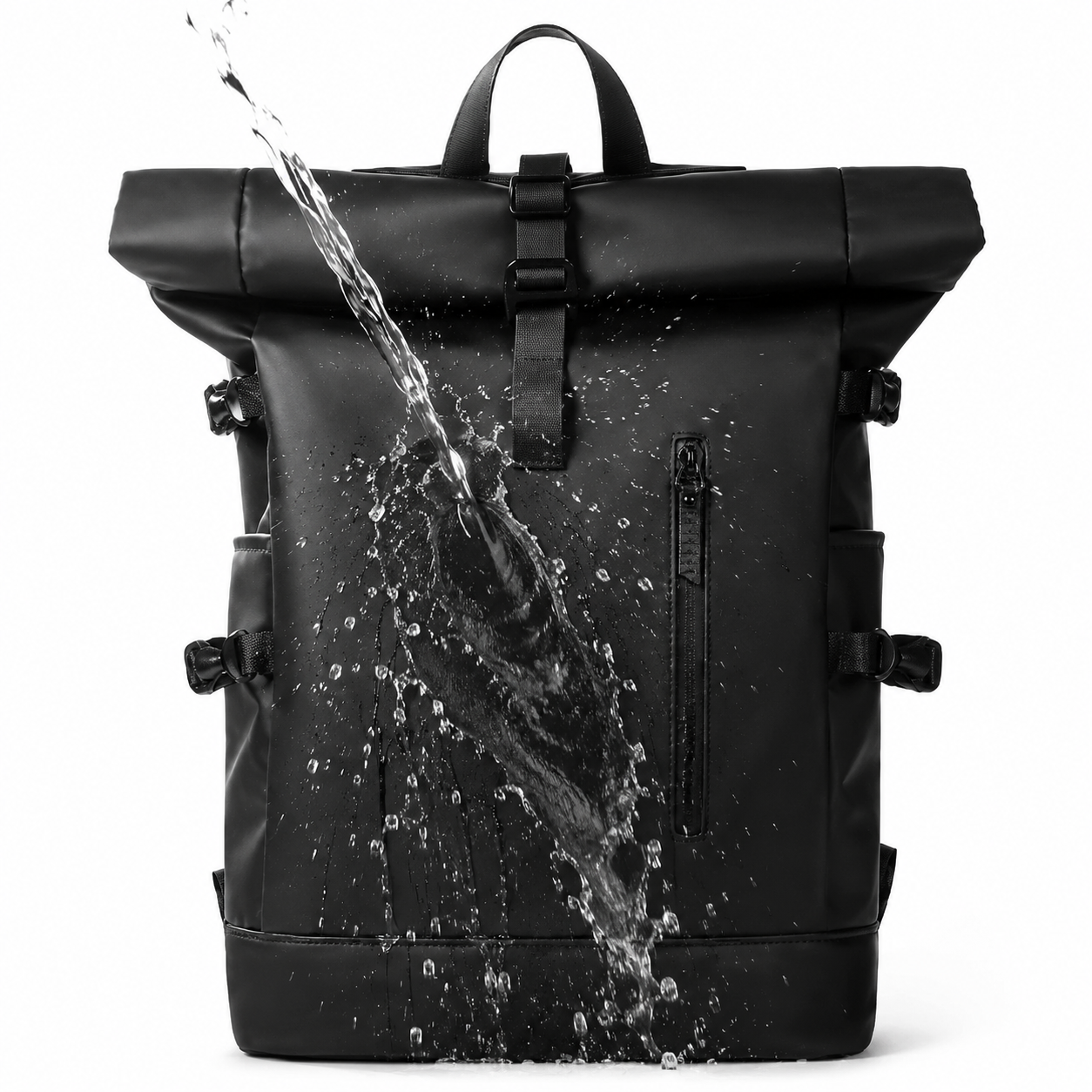 Sac à dos voyage roll-top noir avec port USB | VORHA