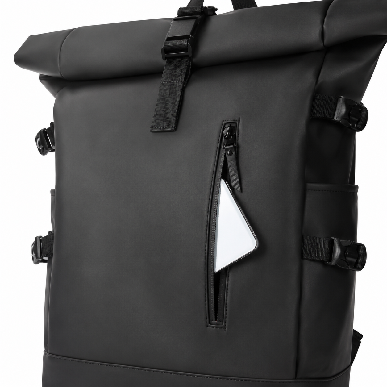 Sac à dos voyage roll-top noir avec port USB | VORHA