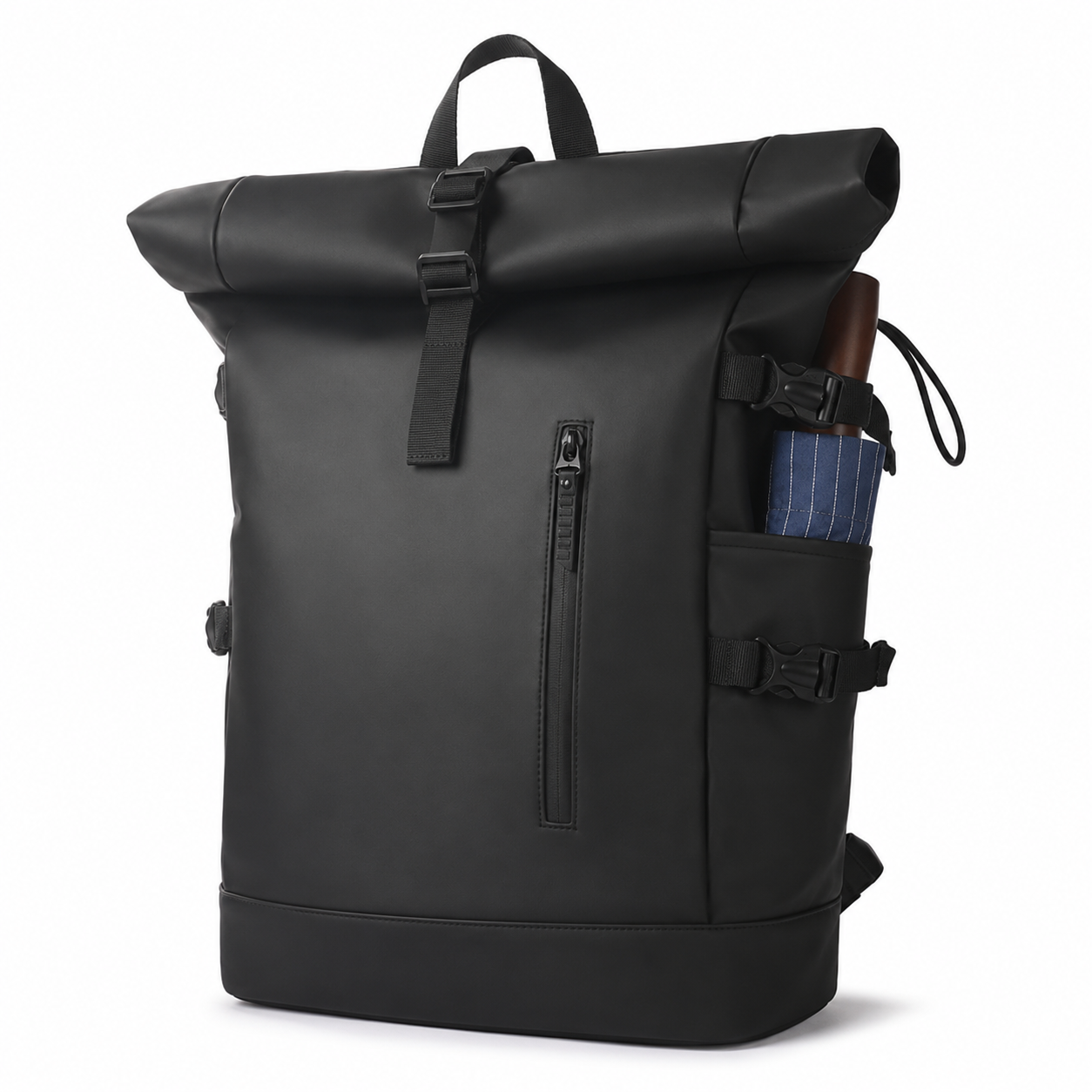 Sac à dos voyage roll-top noir avec port USB | VORHA