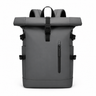 Grey roll-top travel backpack with USB port | VORHA