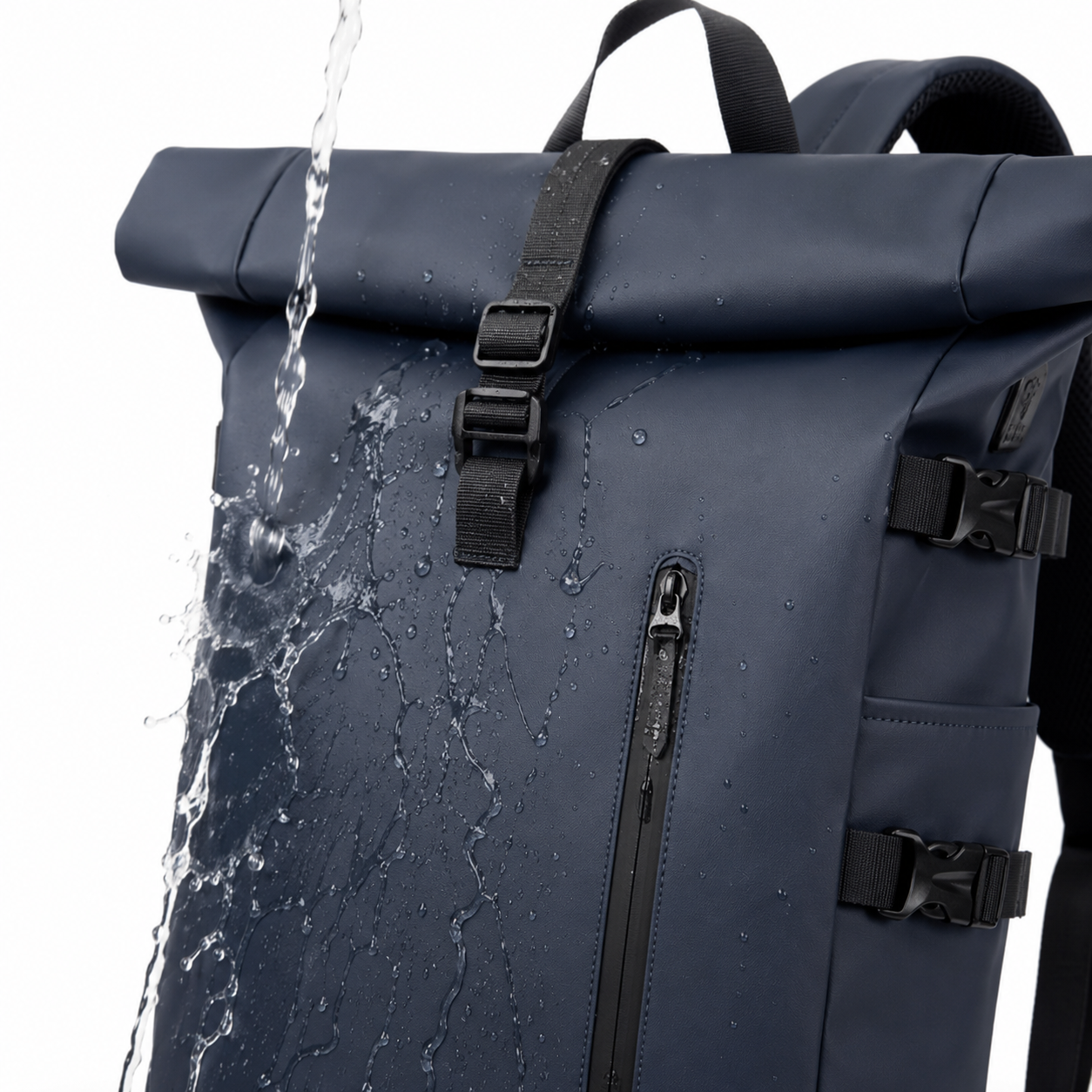 Sac à dos voyage roll-top bleu avec port USB | VORHA
