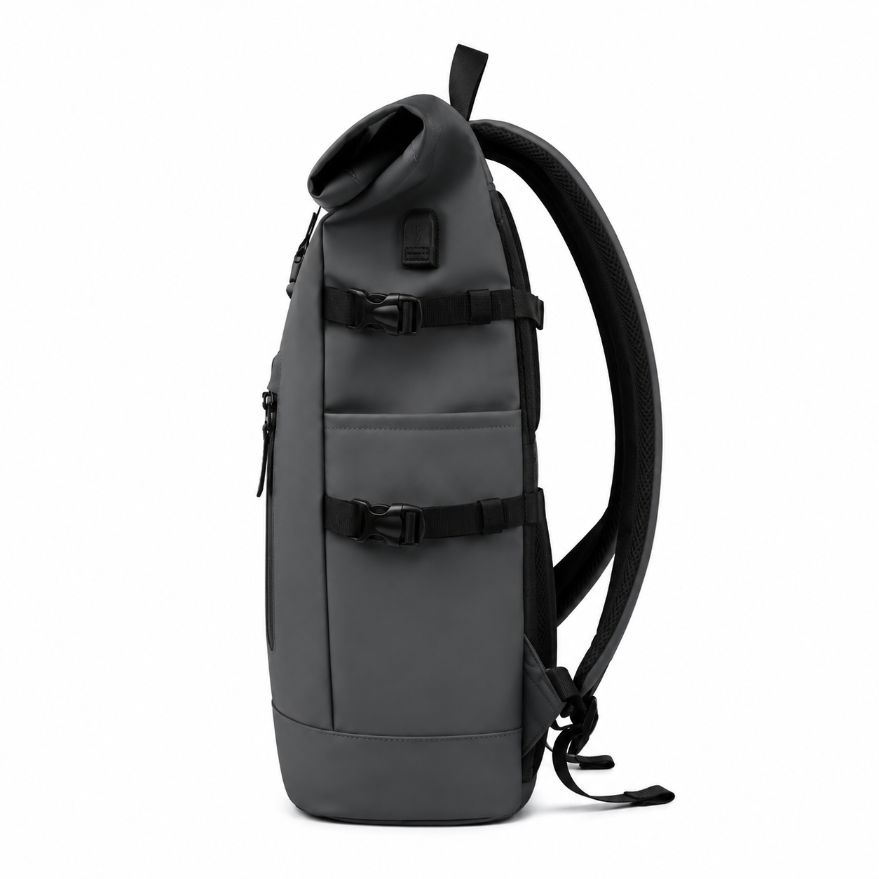 Sac à dos voyage roll-top gris avec port USB | VORHA