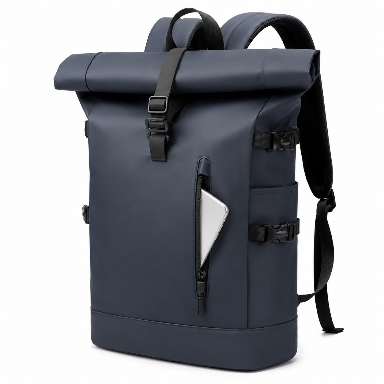 Sac à dos voyage roll-top bleu avec port USB | VORHA