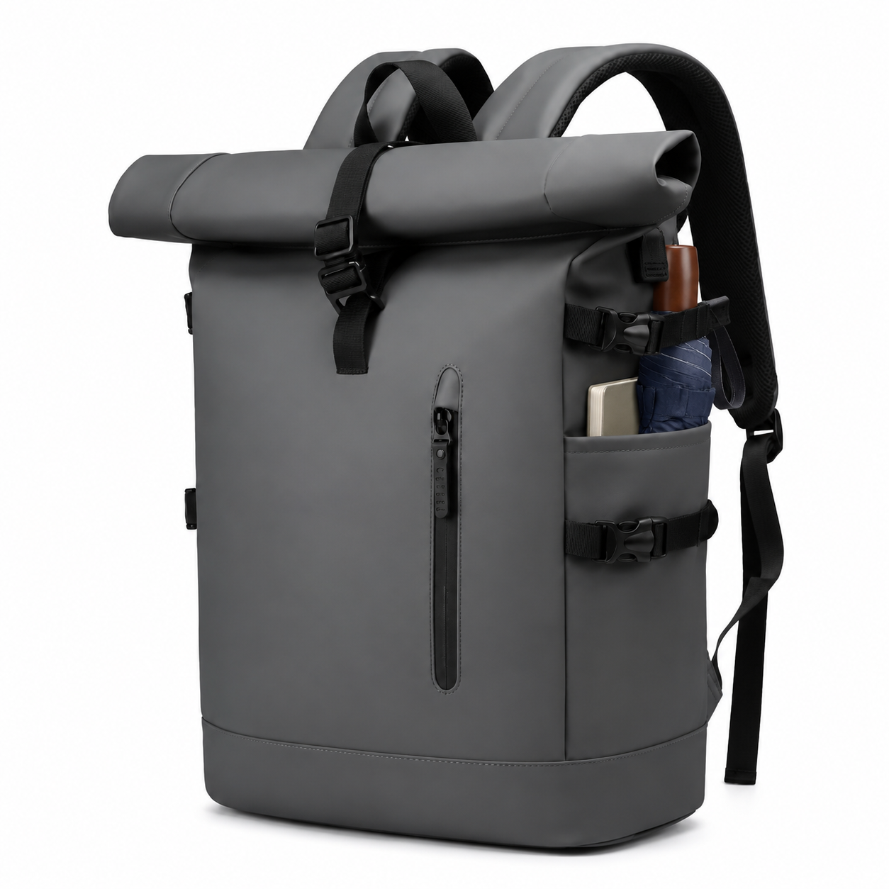 Sac à dos voyage roll-top gris avec port USB | VORHA
