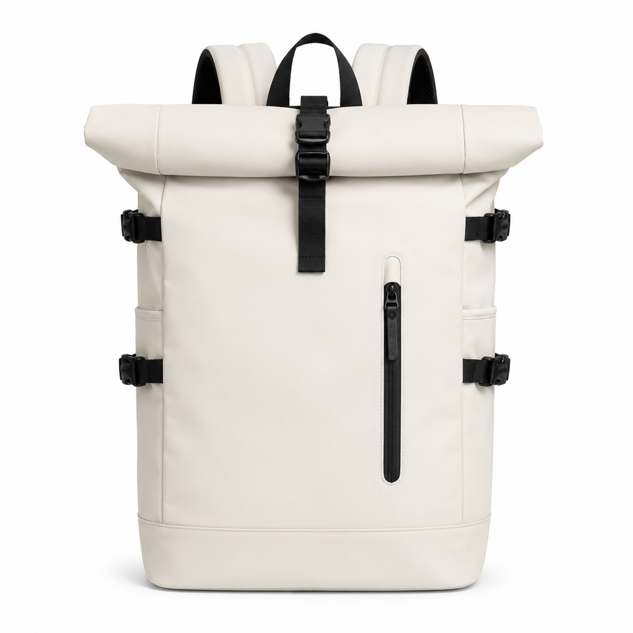 Reiserucksack mit Rolltop weiß mit USB-Anschluss