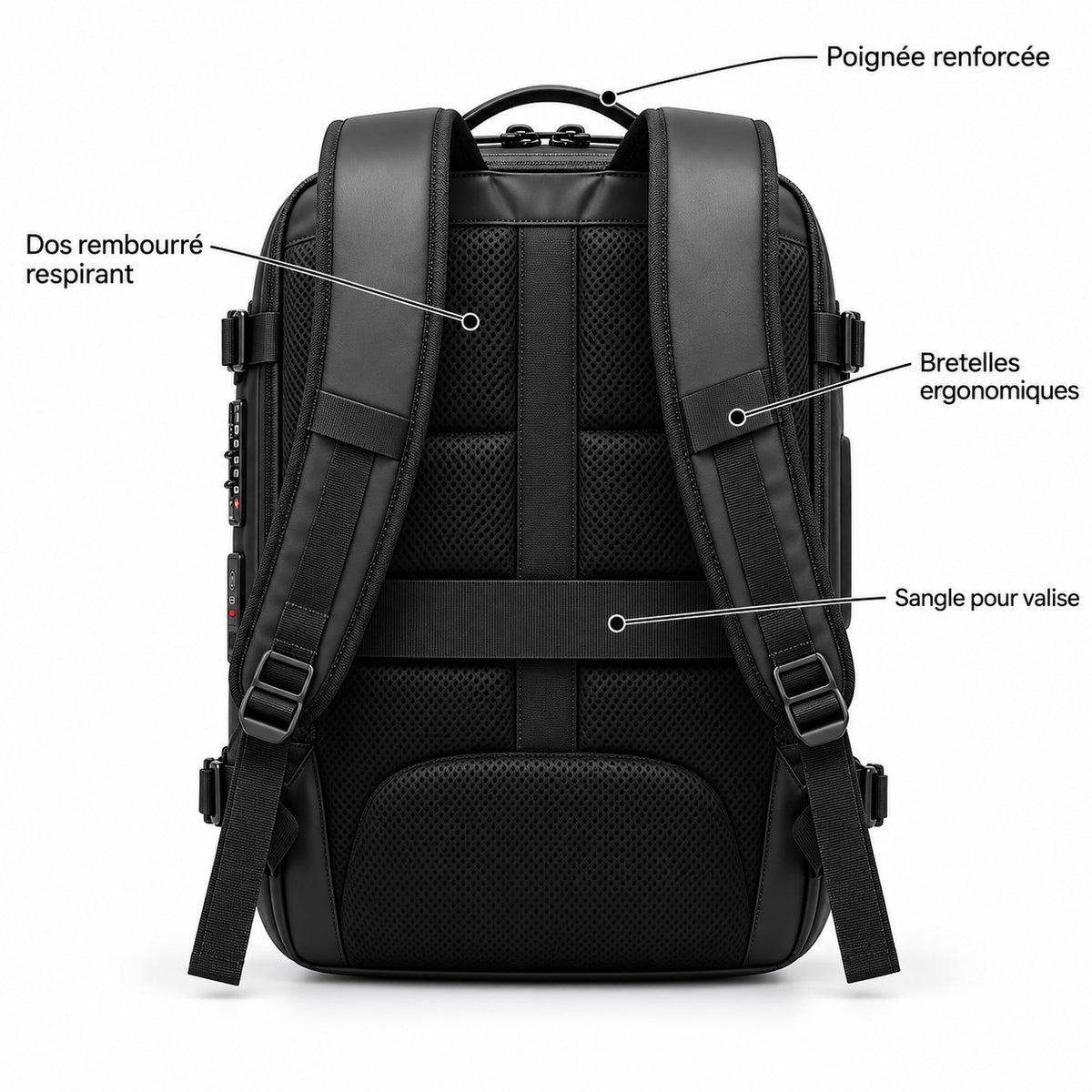 Dos rembourré respirant et sangle pour valise du Vorha Air