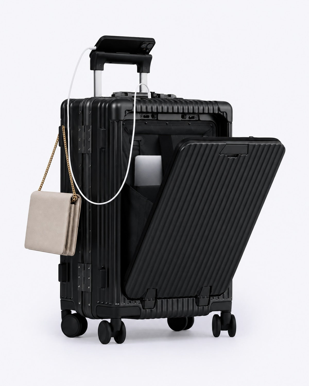 Valise cabine VORHA Orsay Noir – ouverture frontale, poche ordinateur