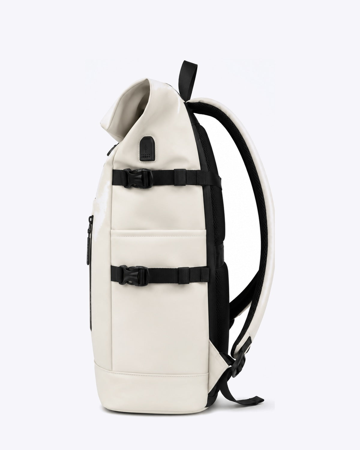 Sac à dos voyage roll-top blanc avec port USB