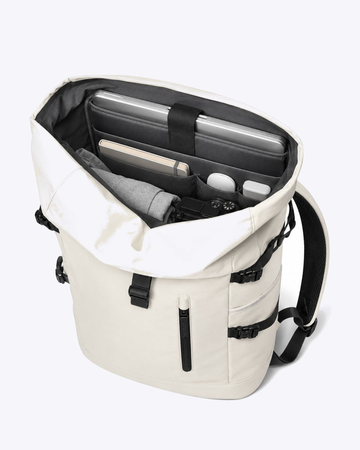 Sac à dos voyage roll-top blanc avec port USB
