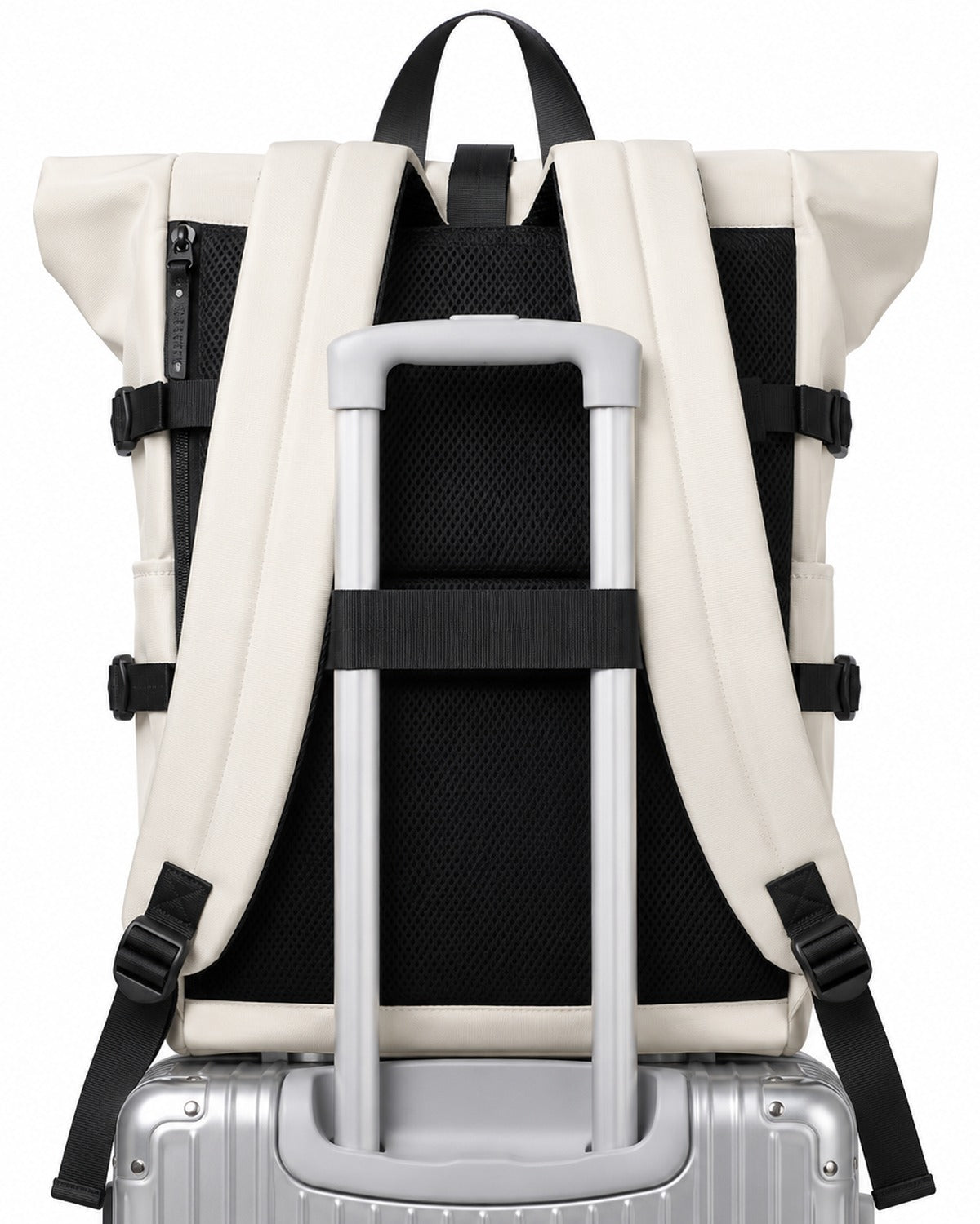 Sac à dos voyage roll-top blanc avec port USB