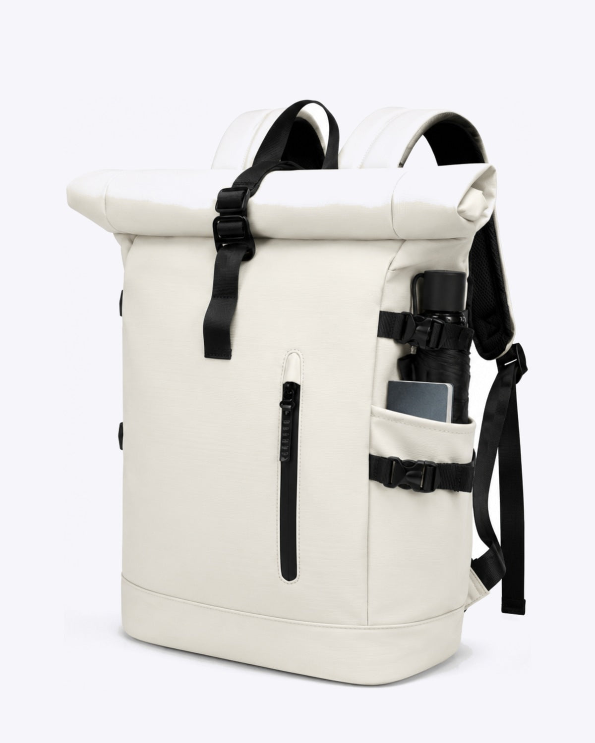 Sac à dos voyage roll-top blanc avec port USB