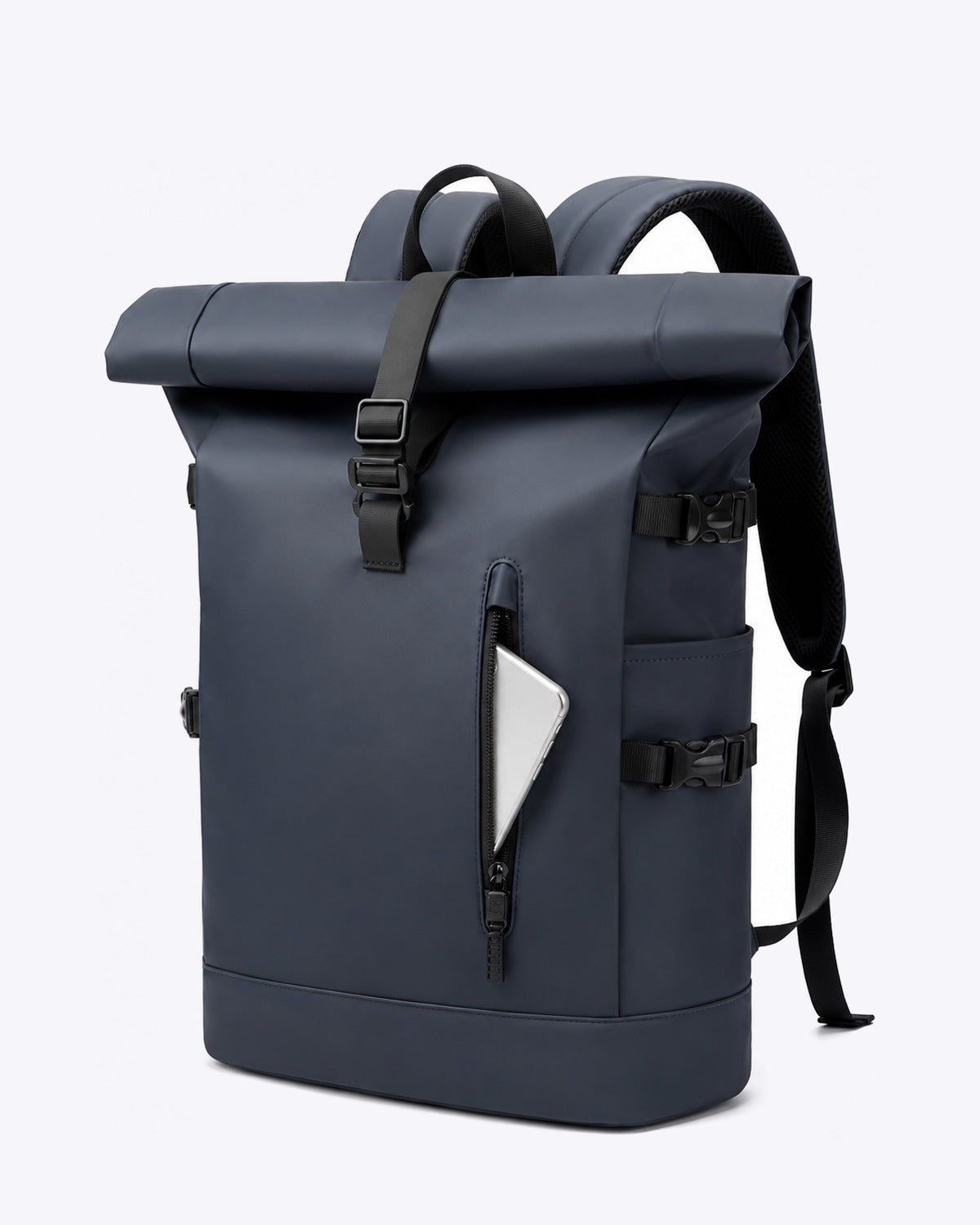 Sac à dos voyage roll-top bleu avec port USB