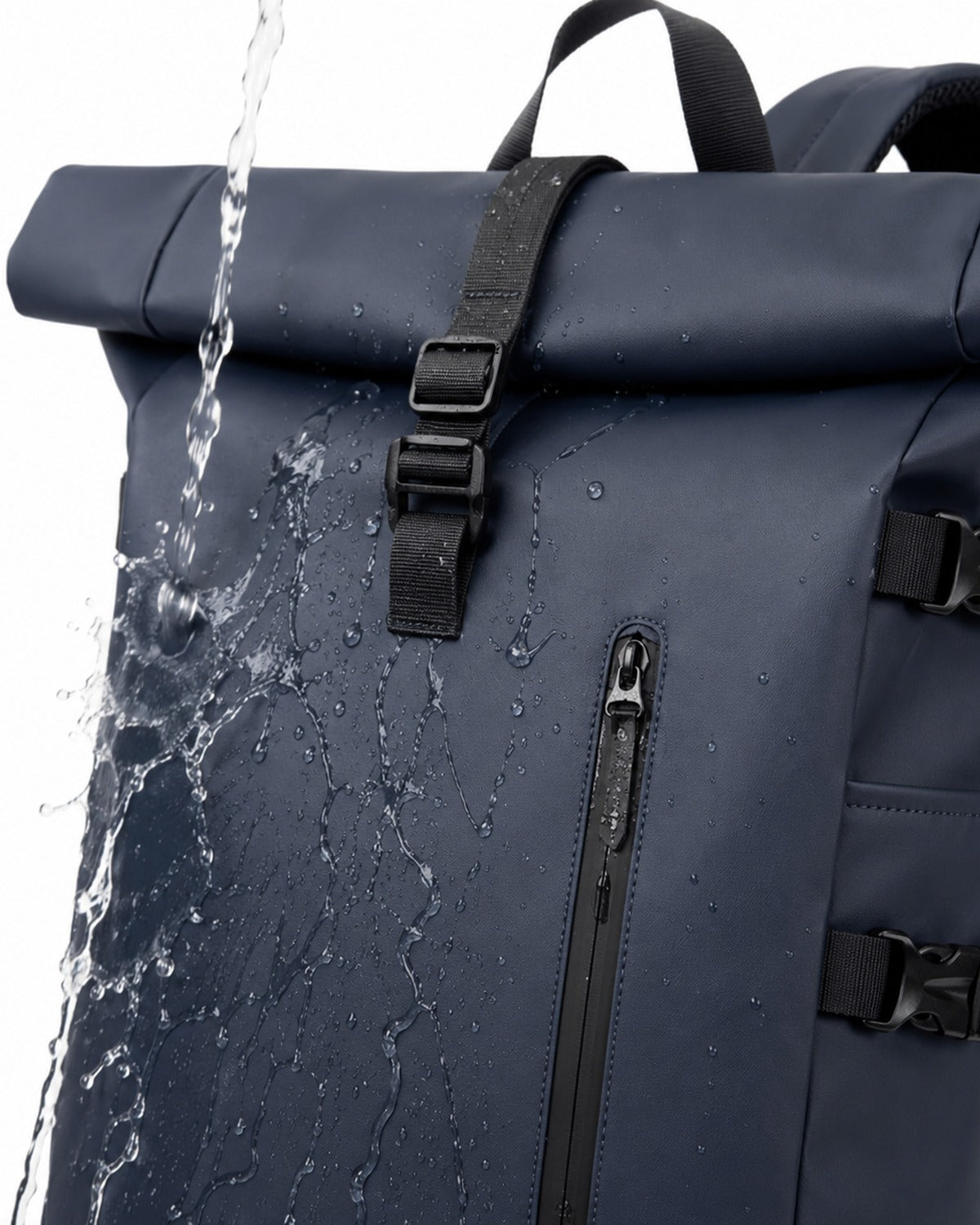Sac à dos voyage roll-top bleu avec port USB