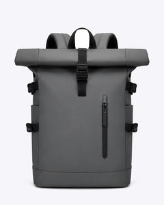 Sac à dos voyage roll-top gris avec port USB | VORHA – Gris
