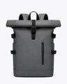 Grey roll-top travel backpack with USB port | VORHA