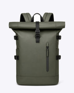 Sac à dos voyage roll-top gris avec port USB | VORHA – Vert