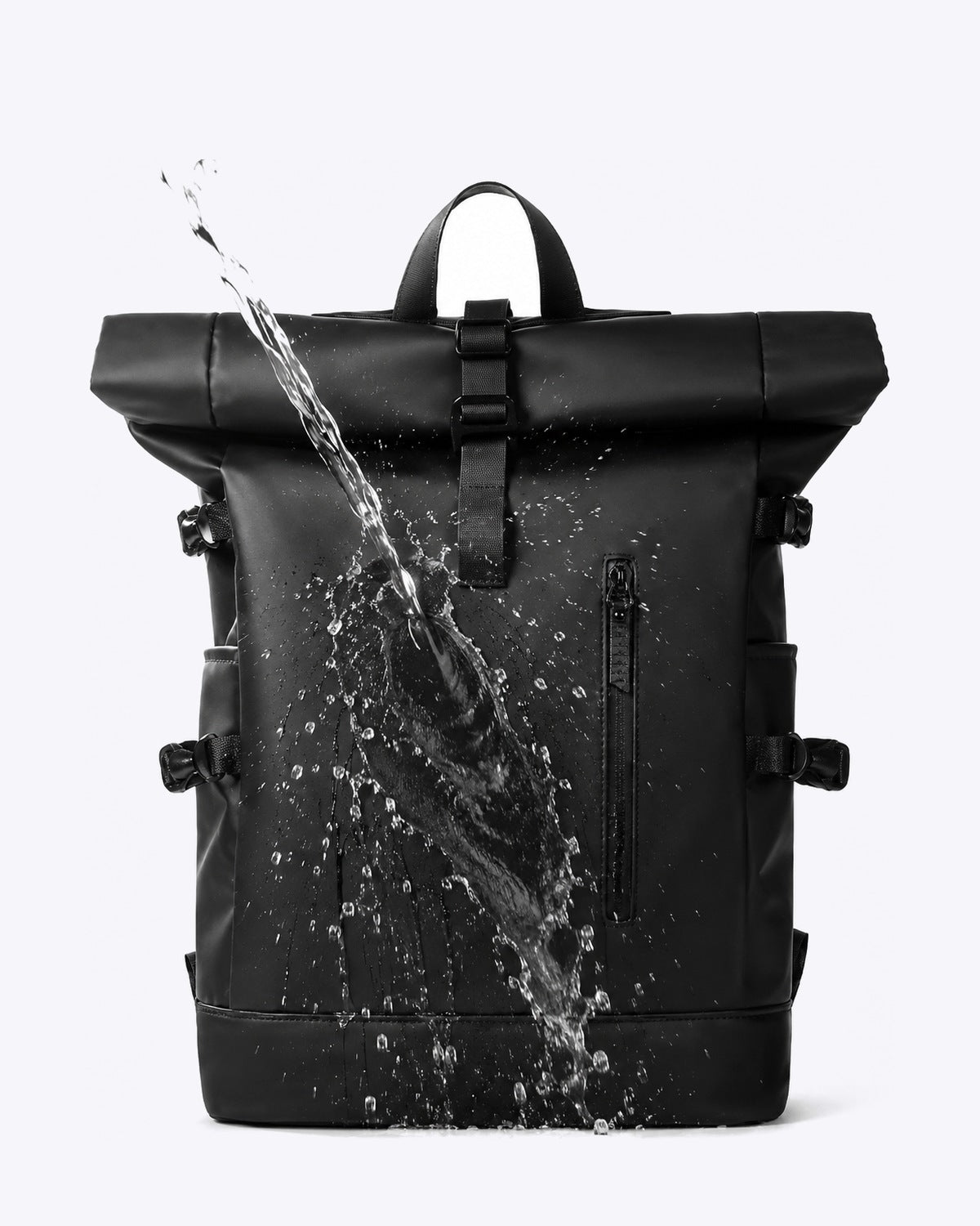 Sac à dos voyage roll-top noir avec port USB