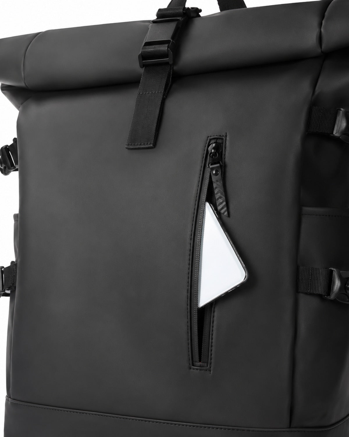 Sac à dos voyage roll-top noir avec port USB