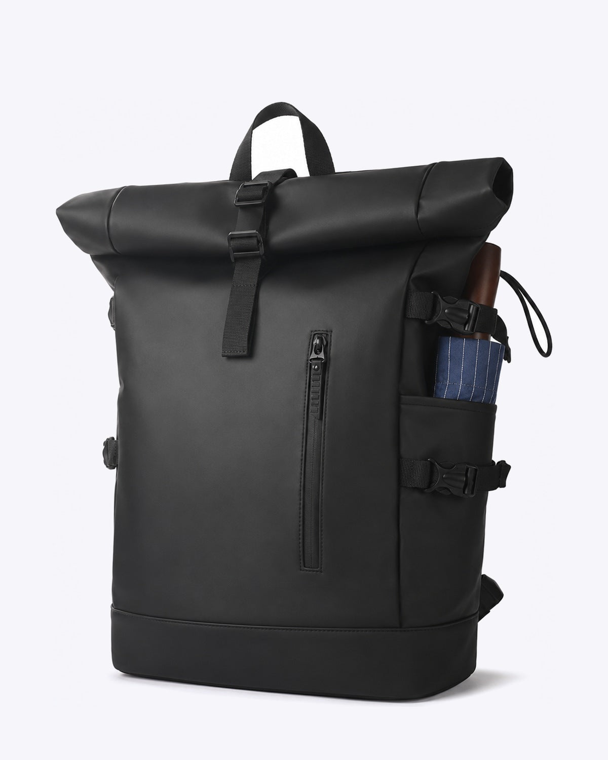 Sac à dos voyage roll-top noir avec port USB