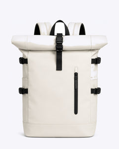 Sac à dos voyage roll-top noir avec port USB | VORHA – Blanc