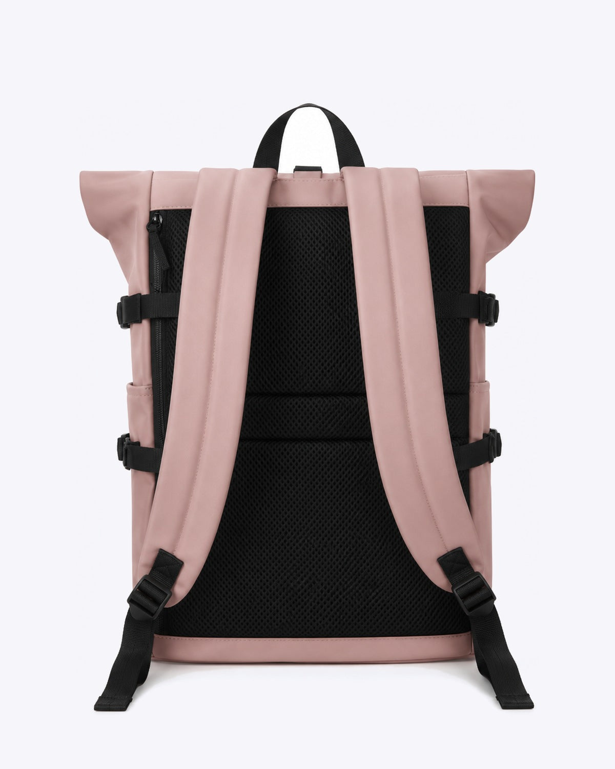 Sac à dos voyage roll-top rose avec port USB