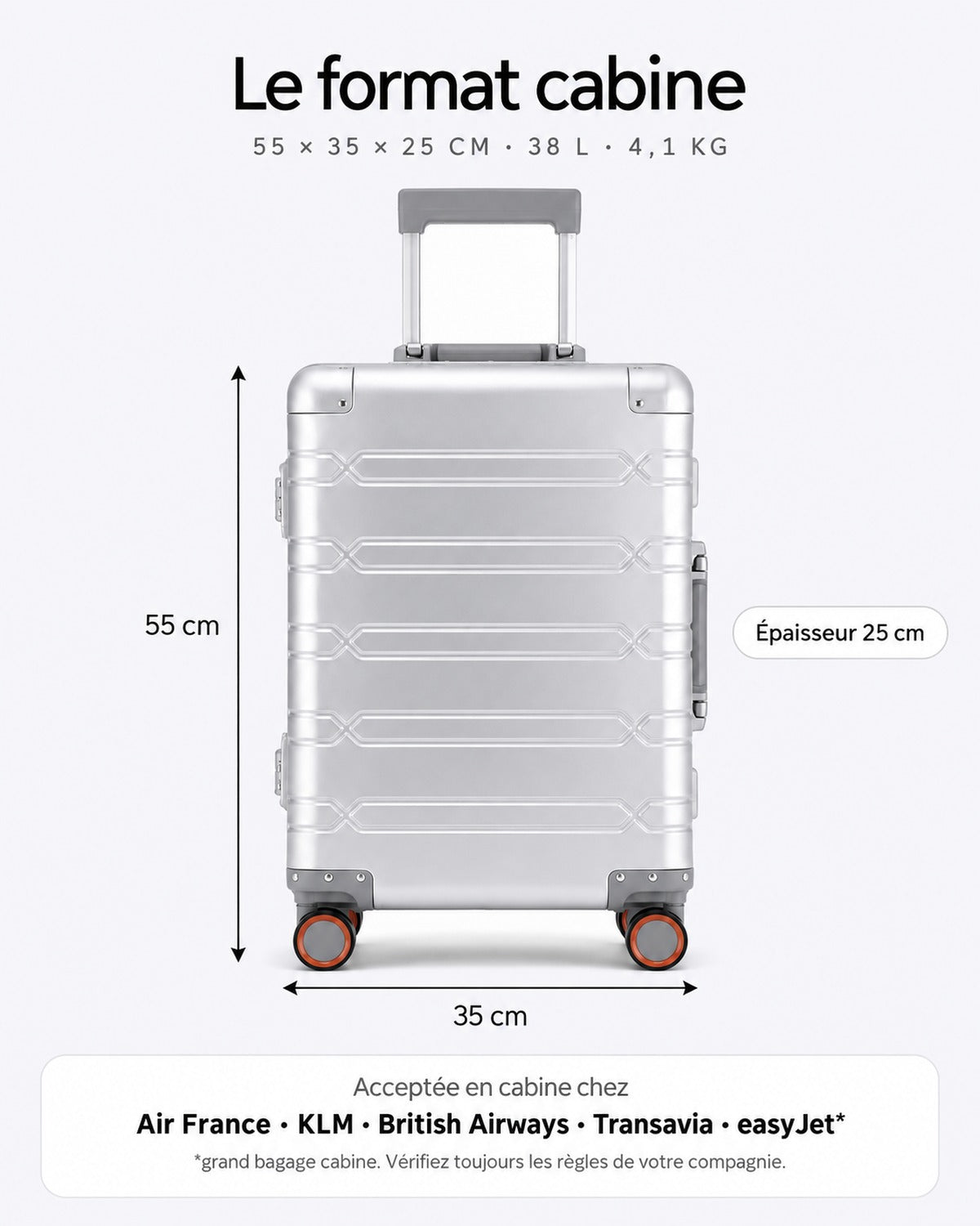 VORHA Vauban : format cabine 55 x 35 x 25 cm, 38 L, 4,1 kg